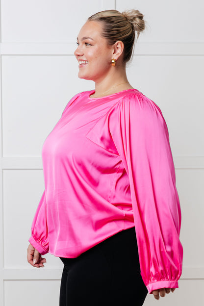 Not Exaggerating Satin Puff Sleeve Blouse